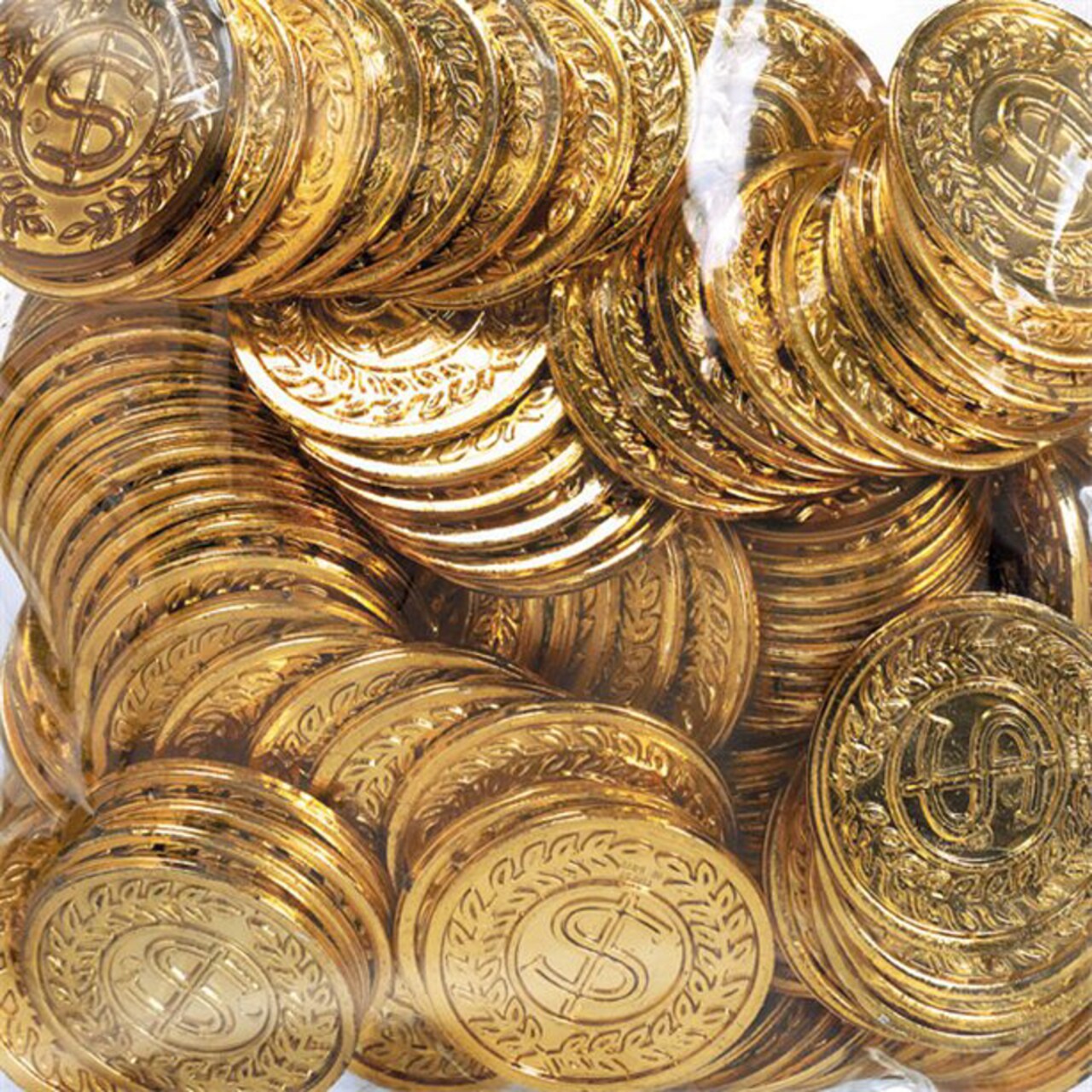 Plastic Gold Coins 1.5 Inch, 144 Pack, Treasure Coins for Kids, Classroom Rewards, Games & Party Favors